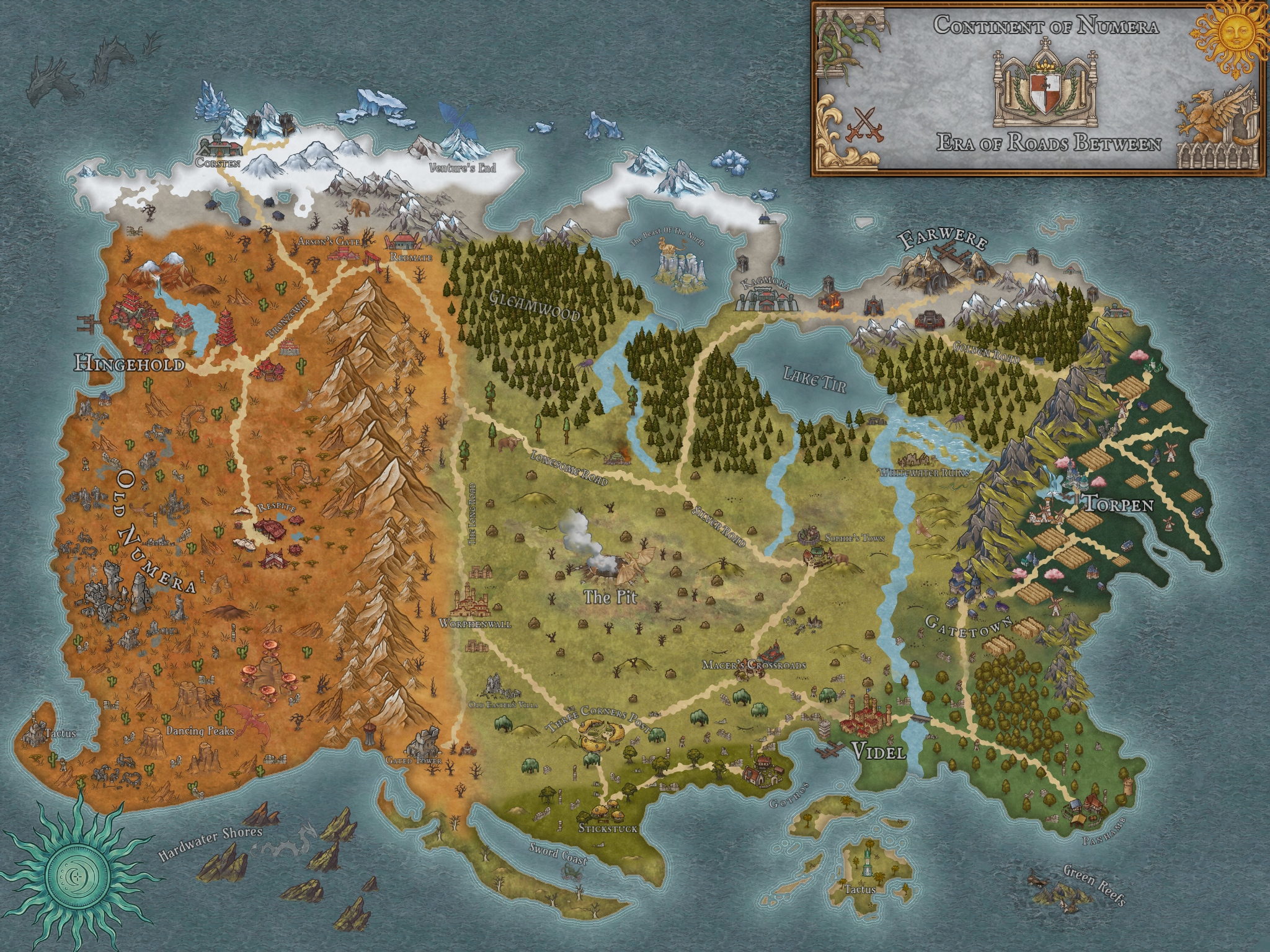 Map of Numera - Era of Roads Between in Roads Between| World Anvil