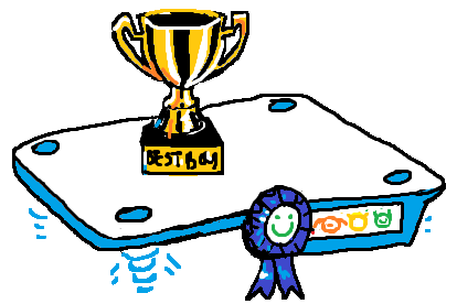 The robot Tray with a prize for 