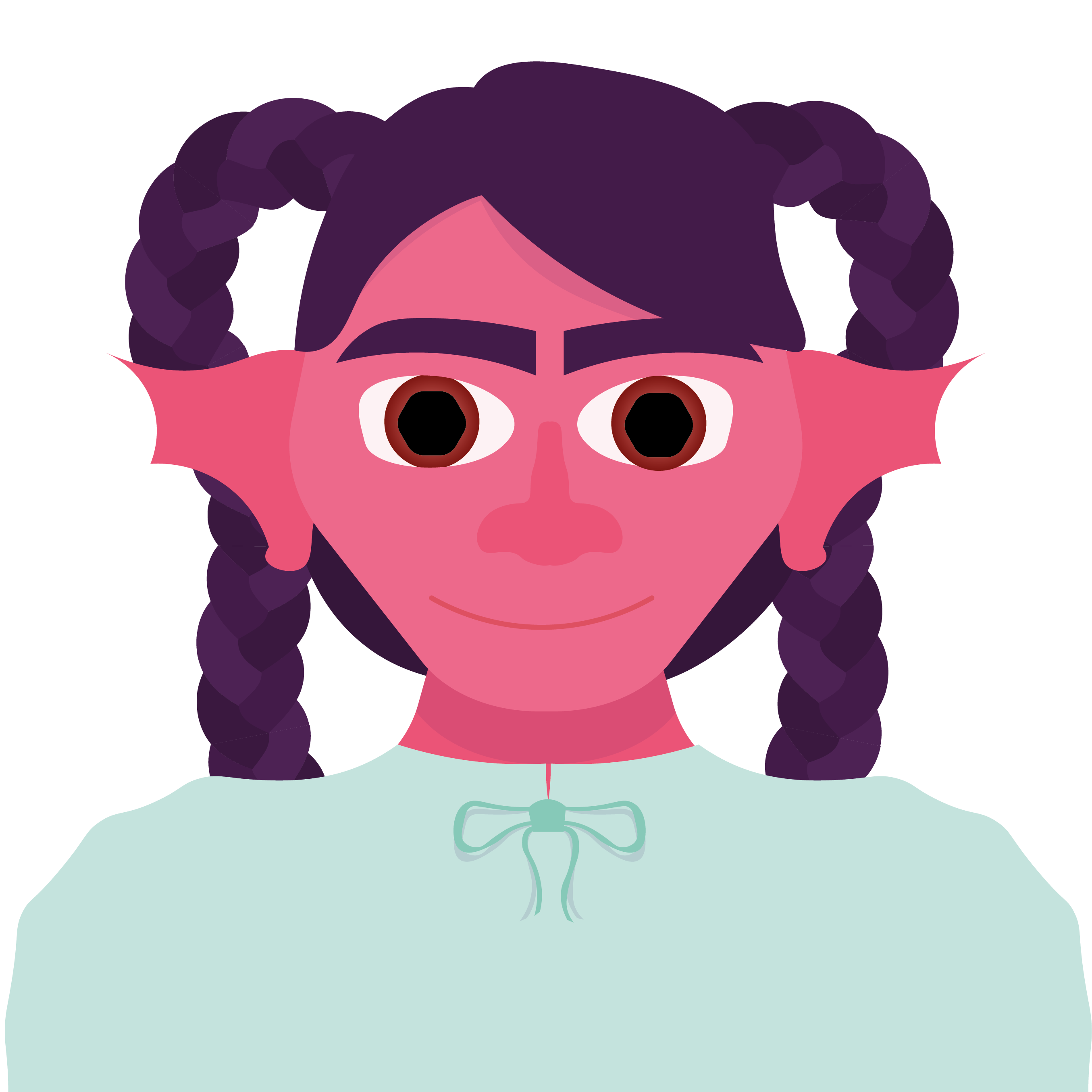 Portrait d'une femme à la peau rose et aux oreilles palmées