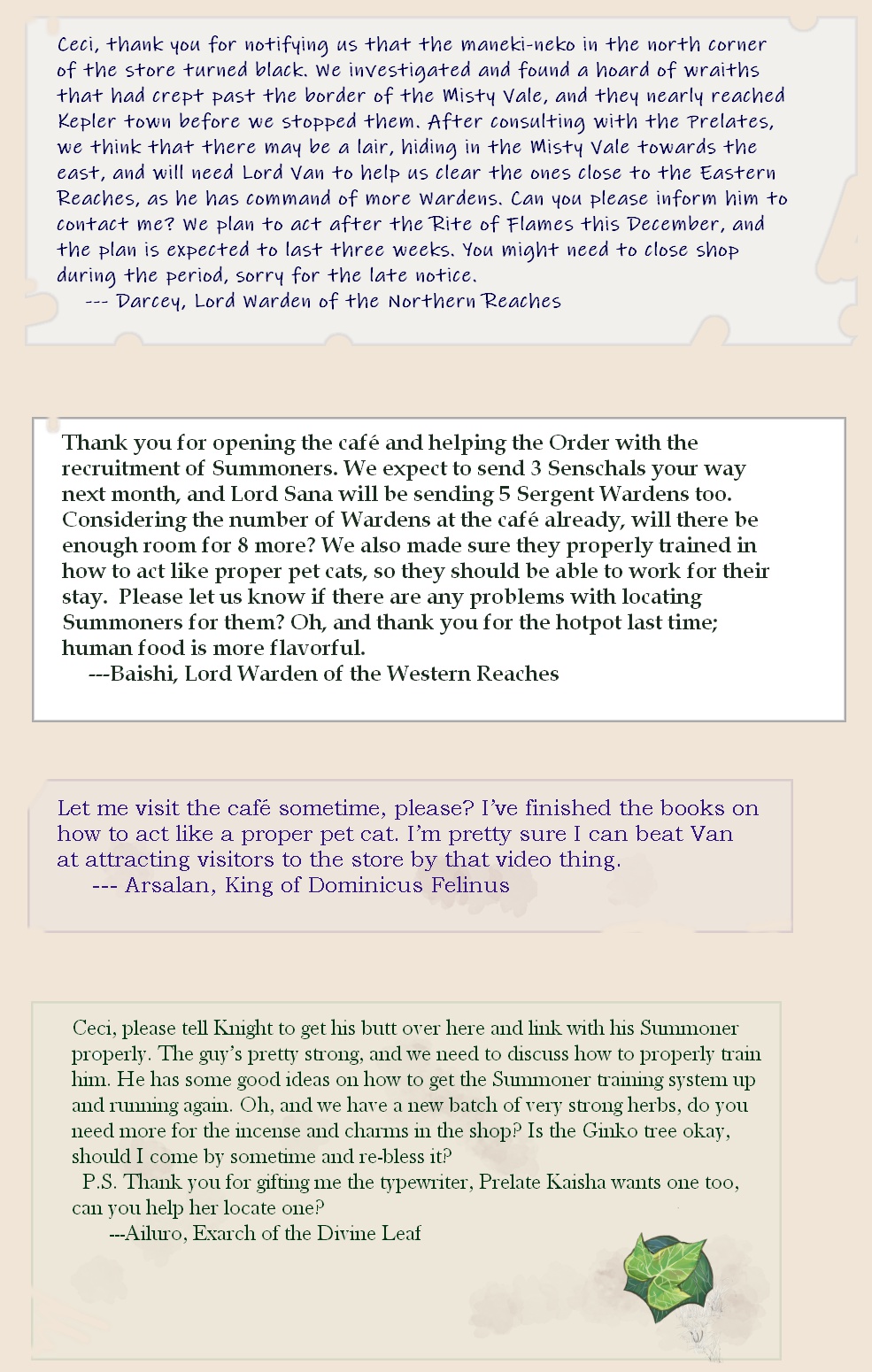 Messages left for Ceci