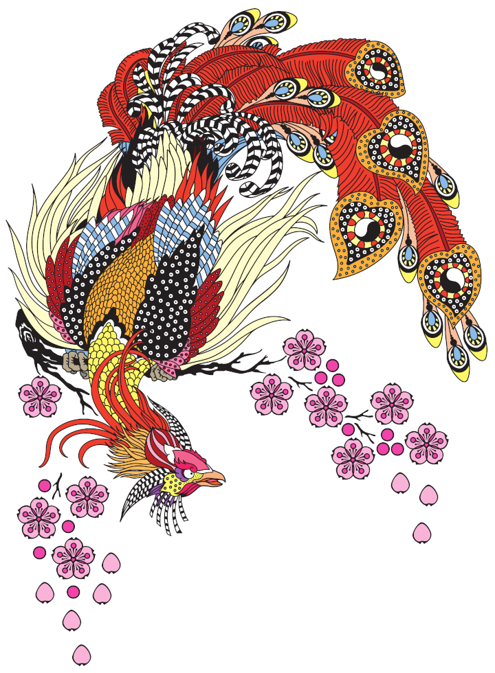 189206751_144dpi.png Painting of a fenguang, a Chinese phoenix-like bird that resembles a peacock, with striking red tail plumes