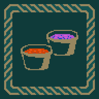 Two clay crocks of fruit jam.