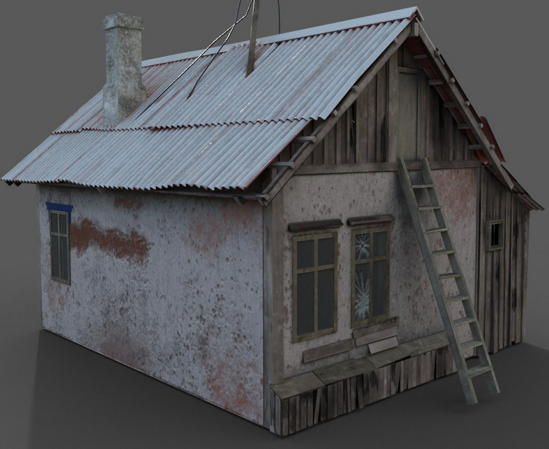 Dock Office Back wall & Ladder to Killer's loft