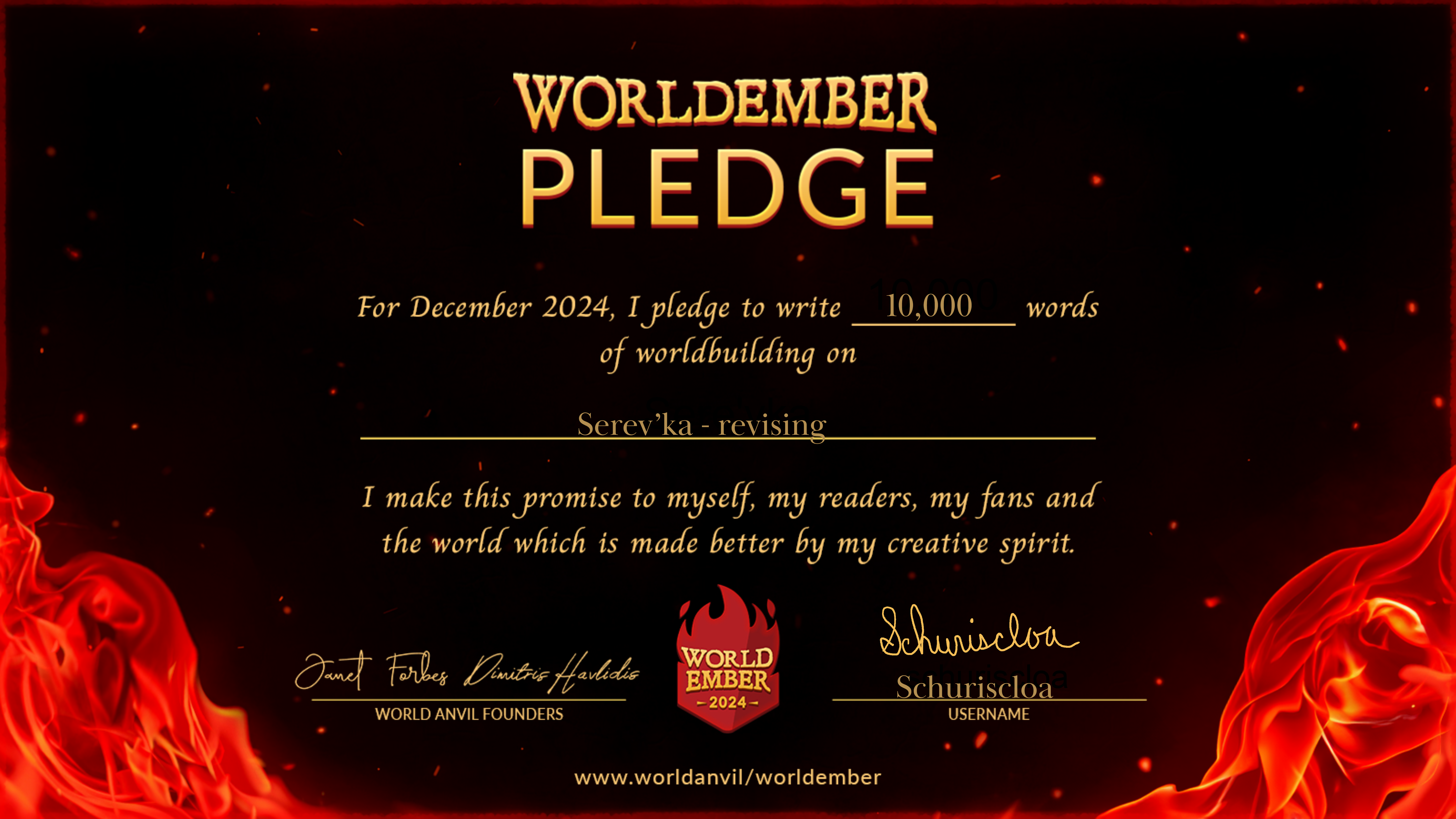 Schuriscloa pledges 10,000 words revising Serev'ka