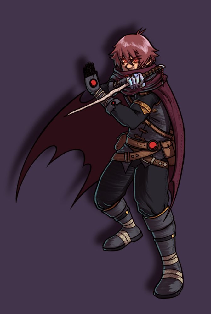 Pathfinder Character Pathfinder Character with a long knife and red cloak