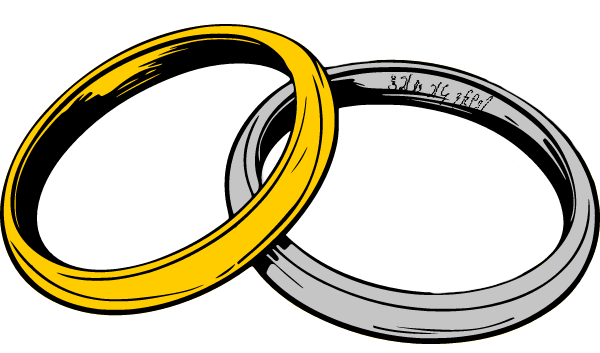 Gold and silver wedding bands.