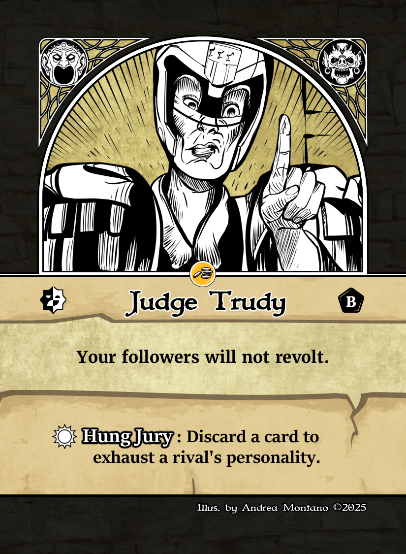 Judge Trudy.2025.GC.png Renown the Card Game Personality Judge Trudy Base Side
