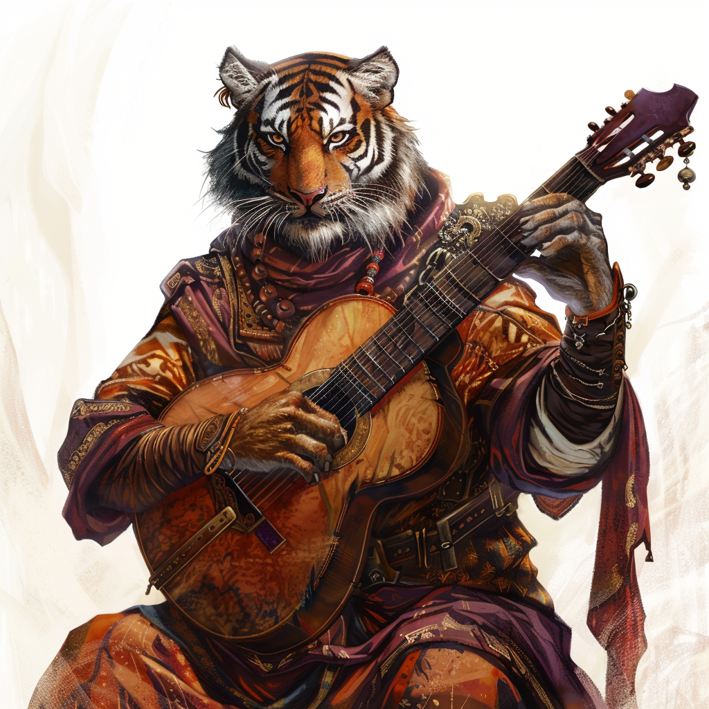 Tiger person playing the guitar
