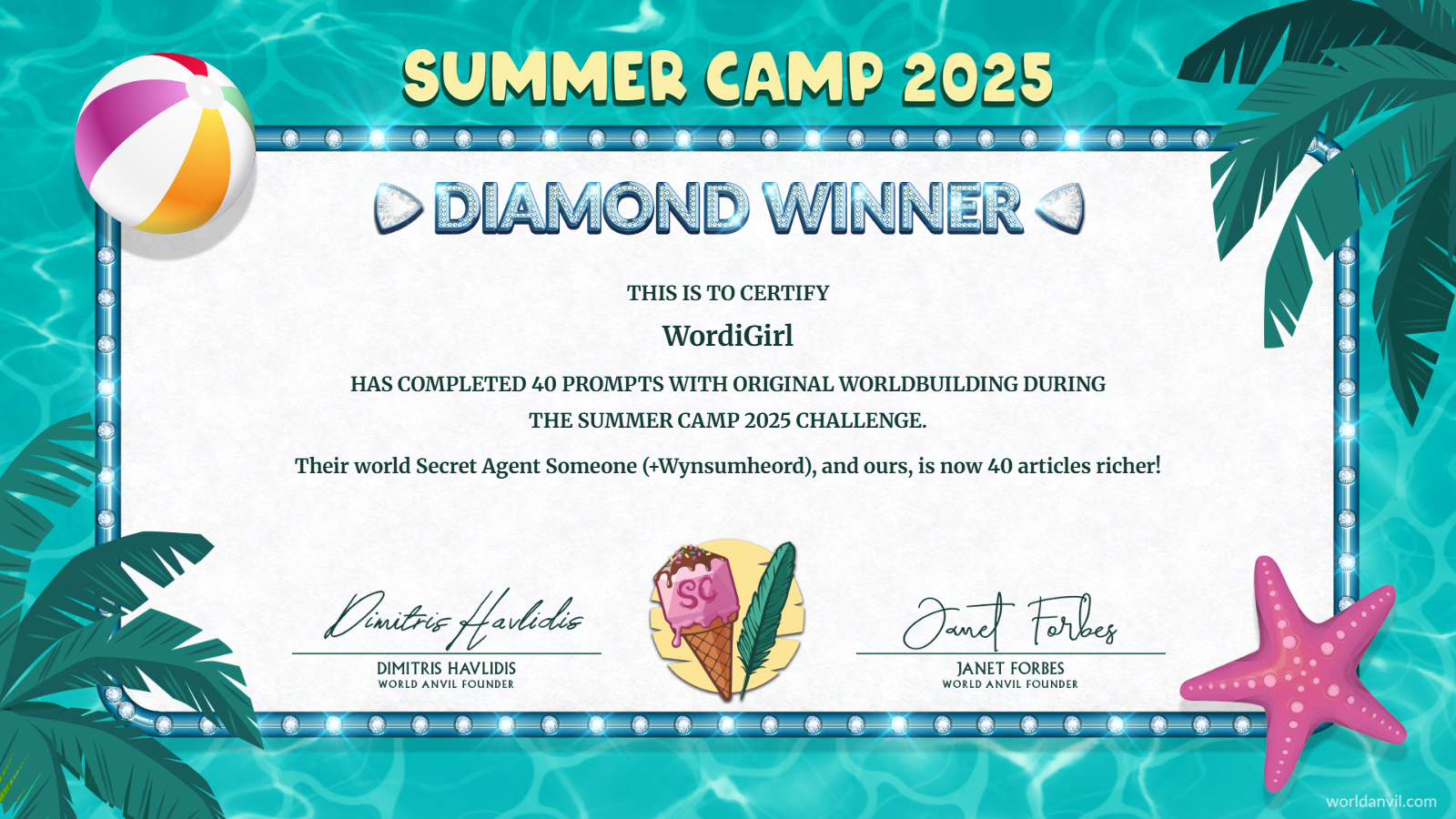 WordiGirl Summer Camp Certificate 2025