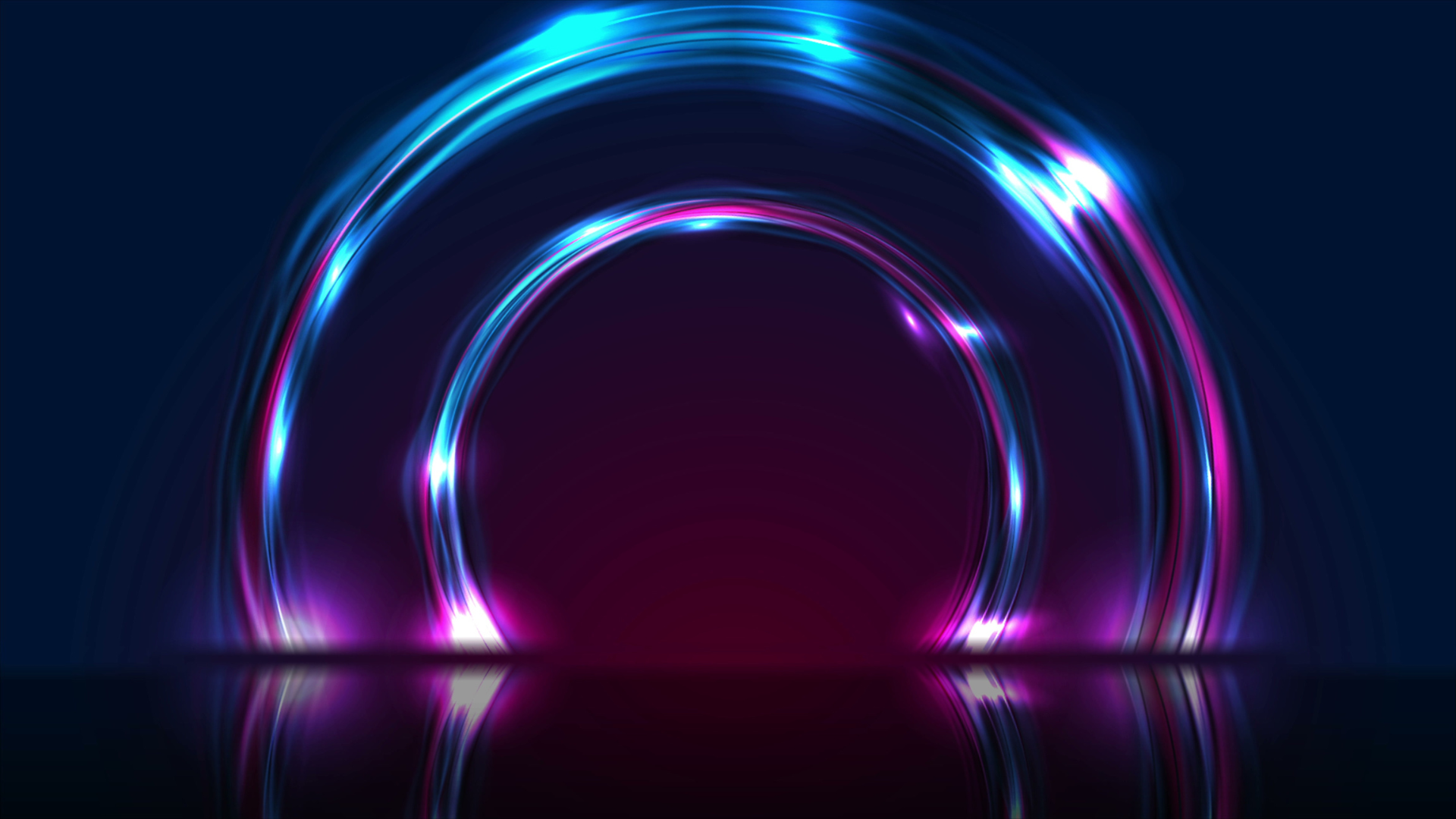 A dark portal surrounded by blue and purple bent light