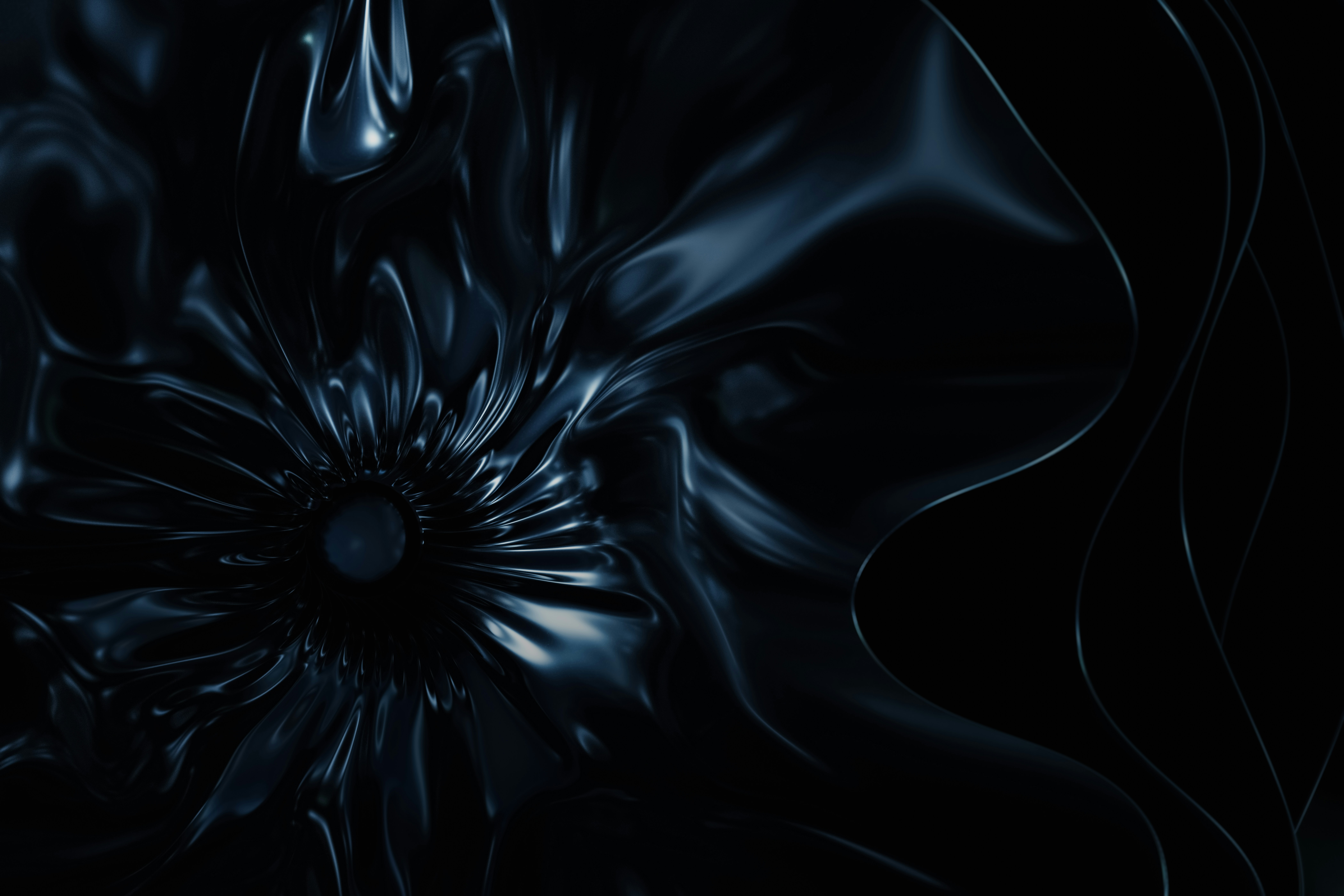 A warped landscape being twisted into a black hole
