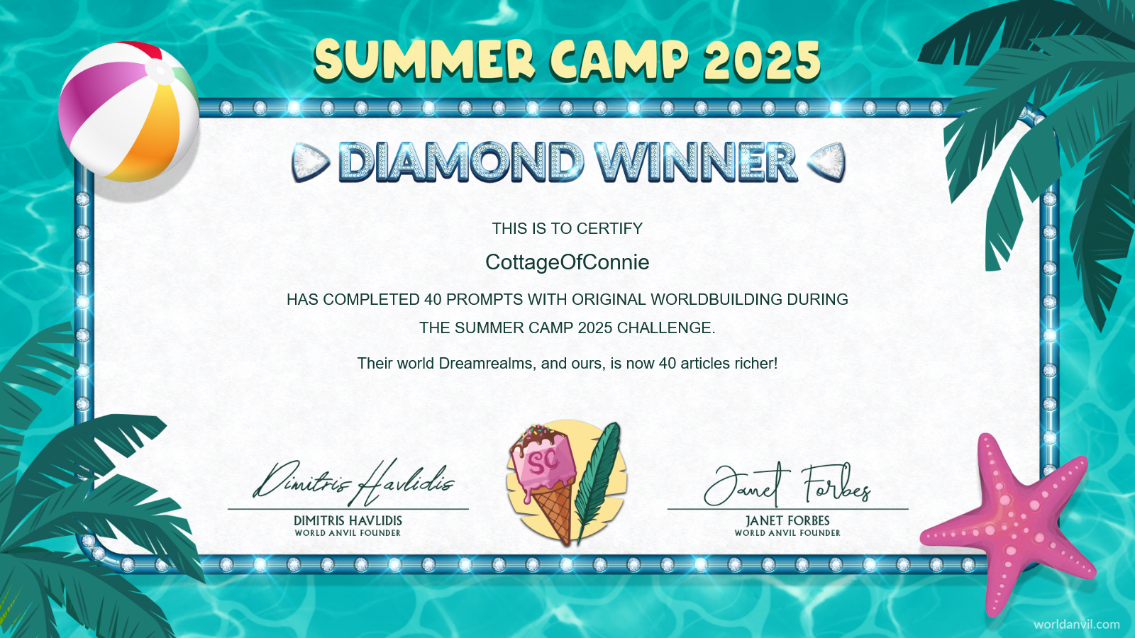 SC2025 Diamond Winner Certificate