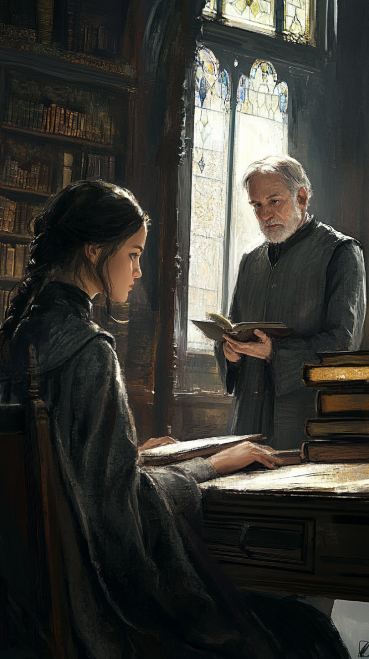 hanhula_concept_art_of_a_german_woman_in_grey_robes_sitting_at__3ce3b660-c39d-4a27-9af9-92b3ba52e227.webp