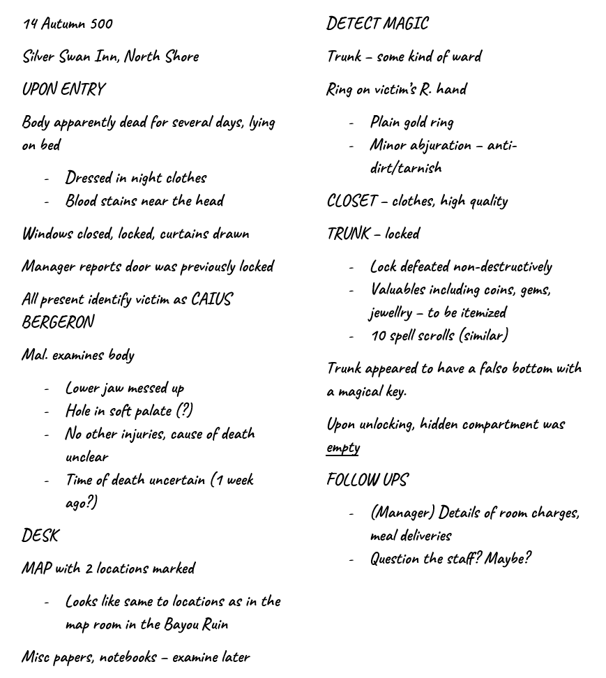 Excerpt from the notebook of Const. Mireya