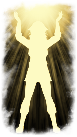 Light rays behind man's shadow