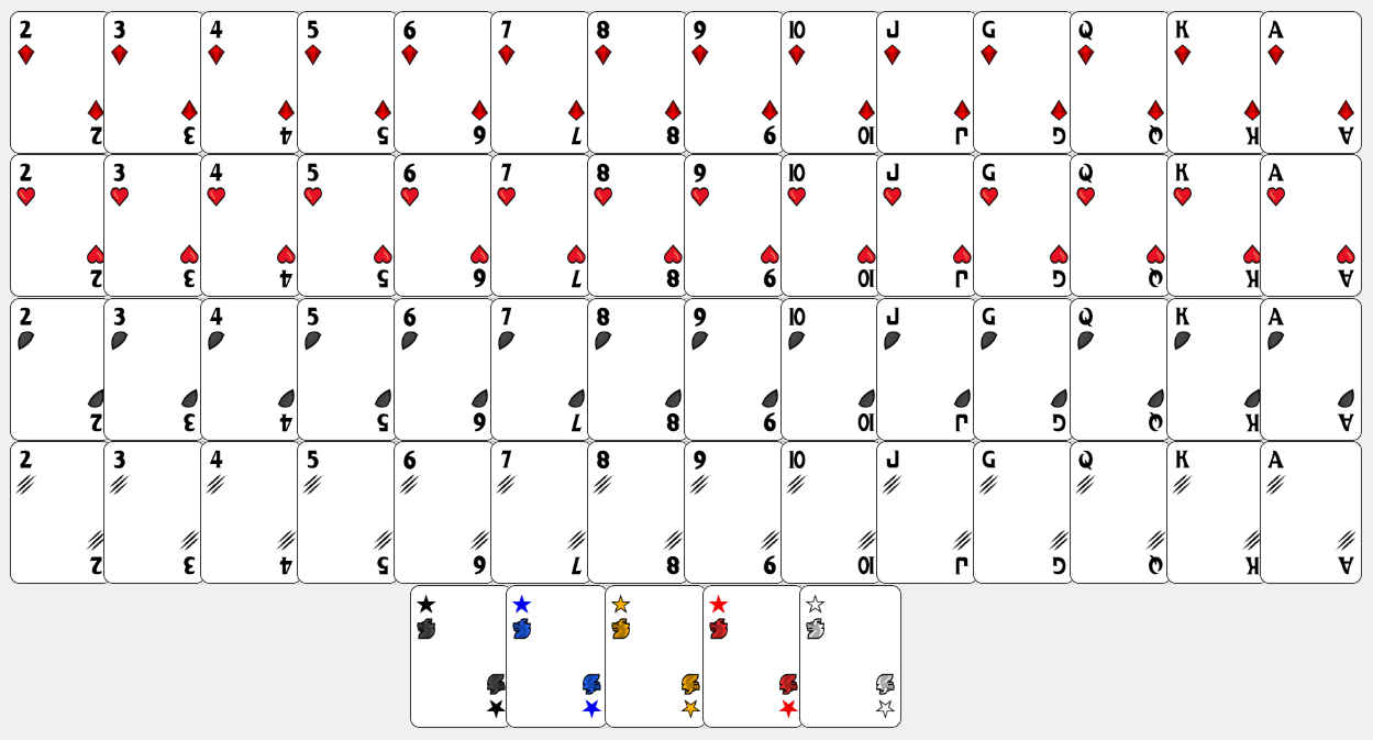 56-card Draconian Deck spread out.